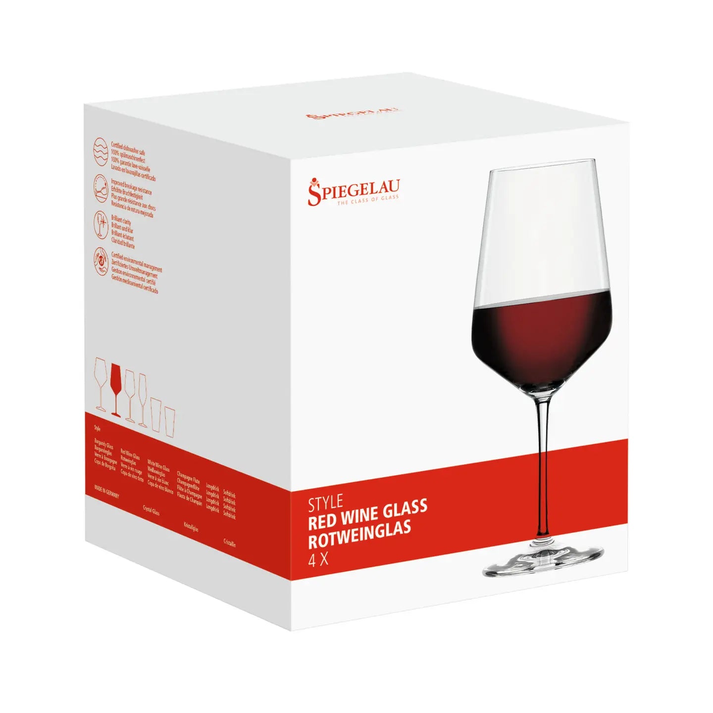 Style Stemmed Crystal Red Wine Glasses - Set of 4