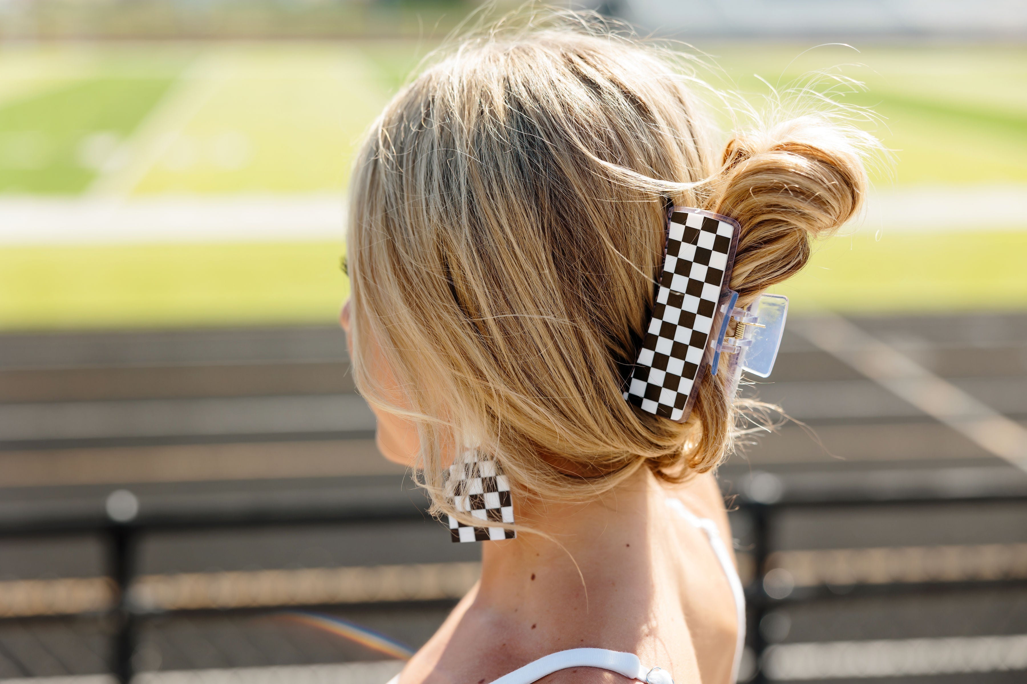 Game Day Large Checkered Hair Clip