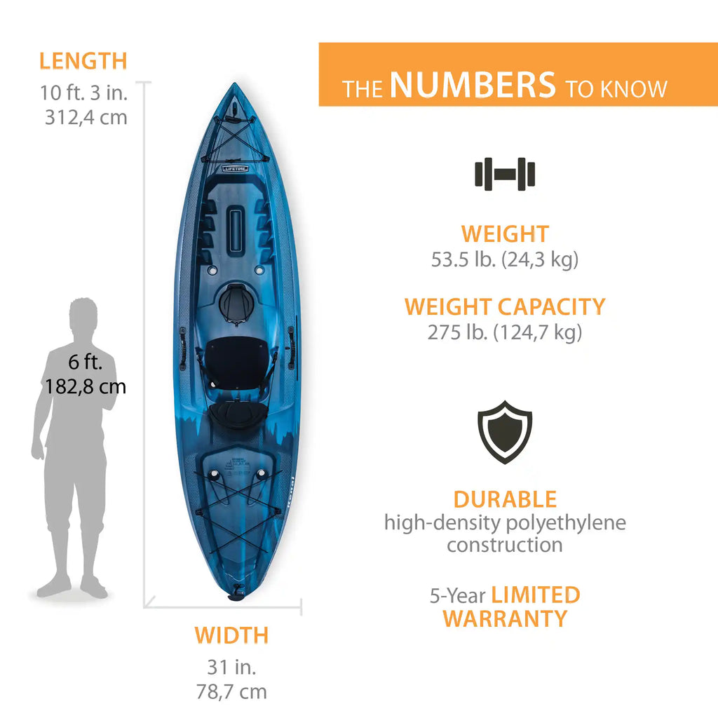 Lifetime Kenai 103 Sit-On-Top Kayak (Paddle Included)
