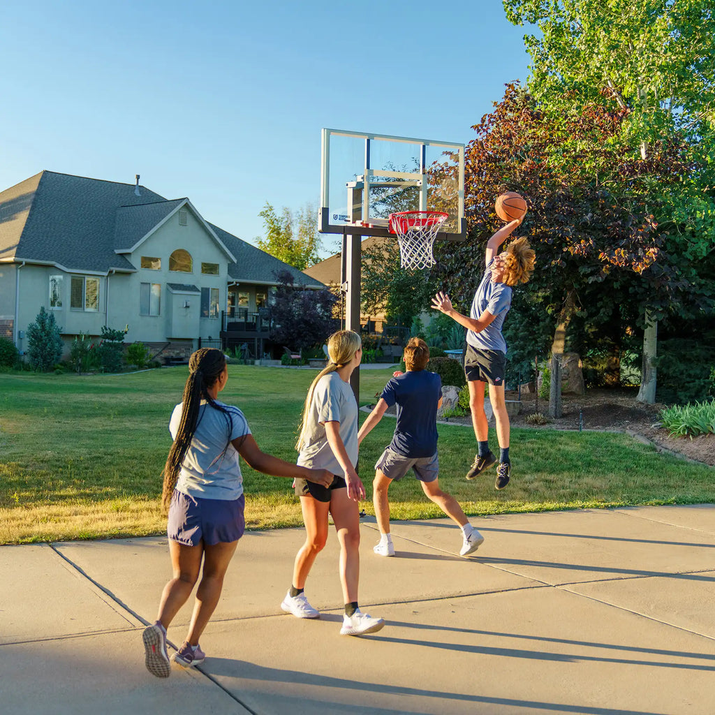 Lifetime Crank Adjust Bolt Down Basketball Hoop (54-Inch Tempered Glass)