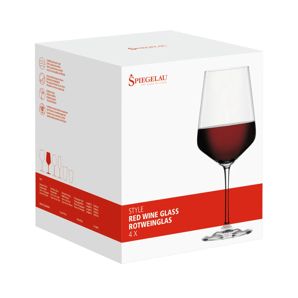 Style Stemmed Crystal Red Wine Glasses - Set of 4