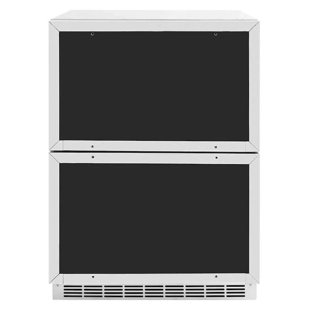 ZLINE 24" Touchstone 168 Can Outdoor-Rated Dual Refrigerator Drawer, Panel Matte Black, RDSPOZ-24-MB