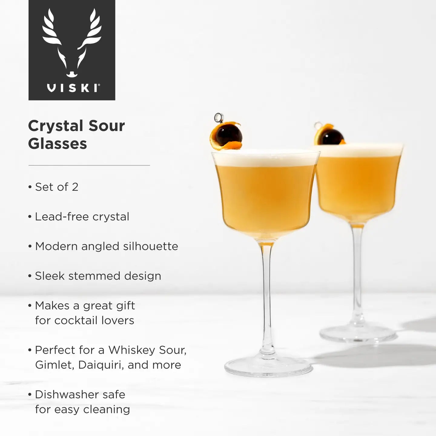 Raye™ Stemmed Crystal Sour Glasses - Set of 2