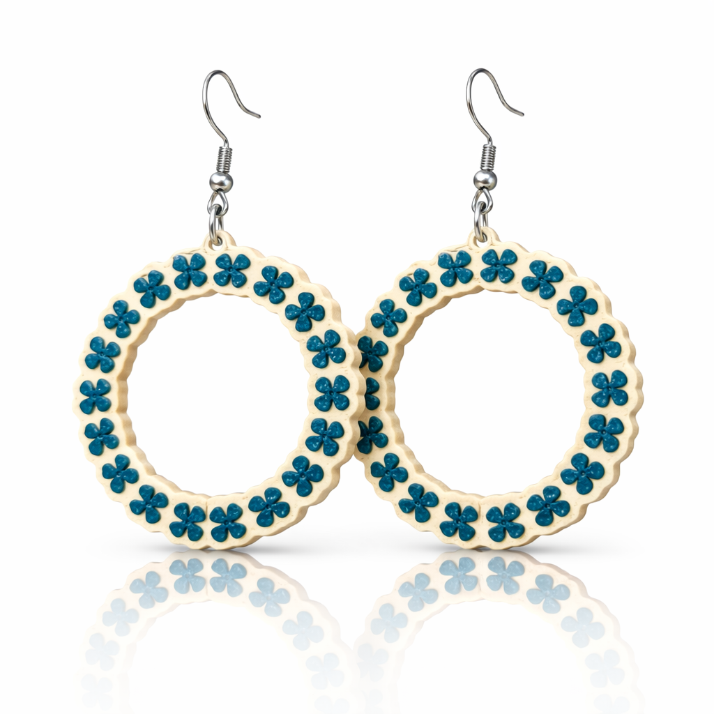 Green Clover Hoop Earrings – Lightweight Statement Floral Dangles (2.25" x 1.5")