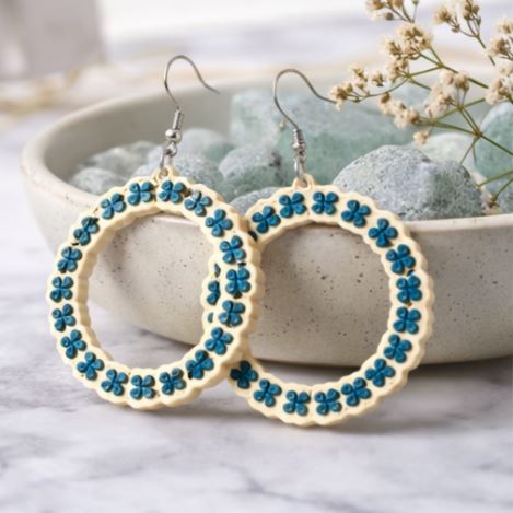 Green Clover Hoop Earrings – Lightweight Statement Floral Dangles (2.25" x 1.5")