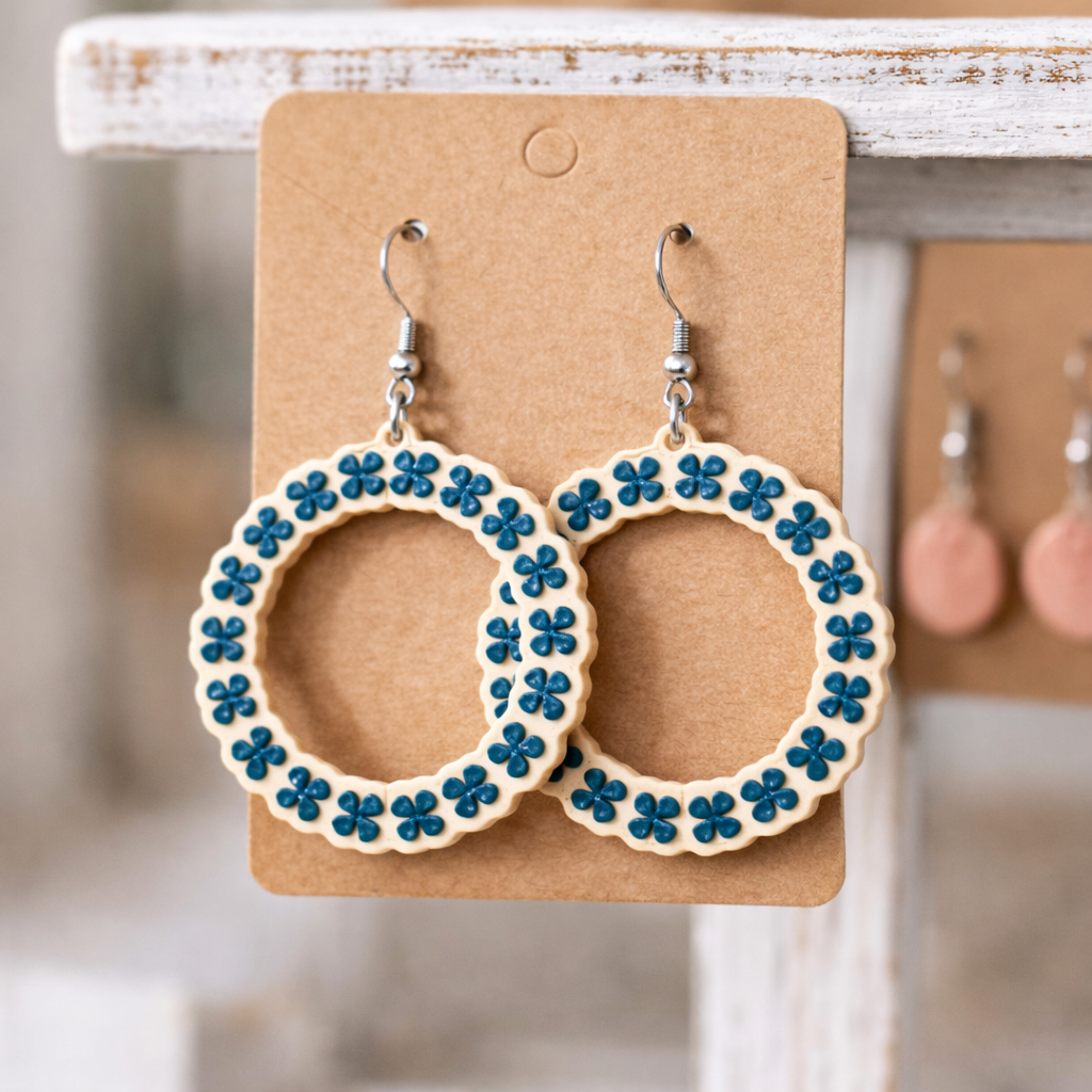 Green Clover Hoop Earrings – Lightweight Statement Floral Dangles (2.25" x 1.5")