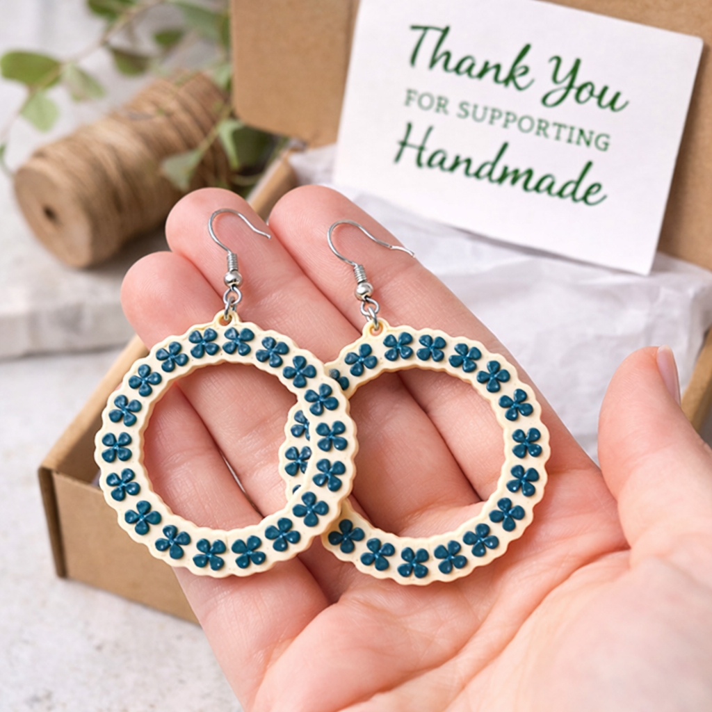 Green Clover Hoop Earrings – Lightweight Statement Floral Dangles (2.25" x 1.5")