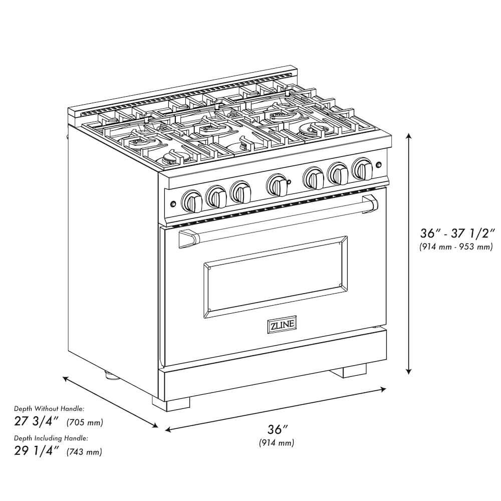 ZLINE 36"Classic Gas Range, Convection Gas Oven, DuraSnow® Stainless Steel, White Matte Door CGRS-WM-36