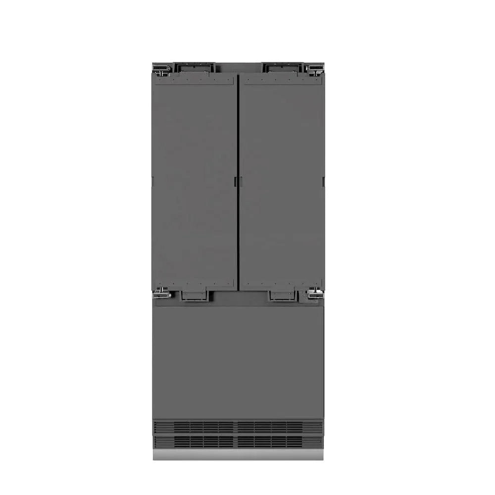 ZLINE 36" Panel Ready Built-In Bottom Freezer Refrigerator,Water Dispenser, Ice Maker,Graphite Gray, Matte Black GRBIVZ-36-MB