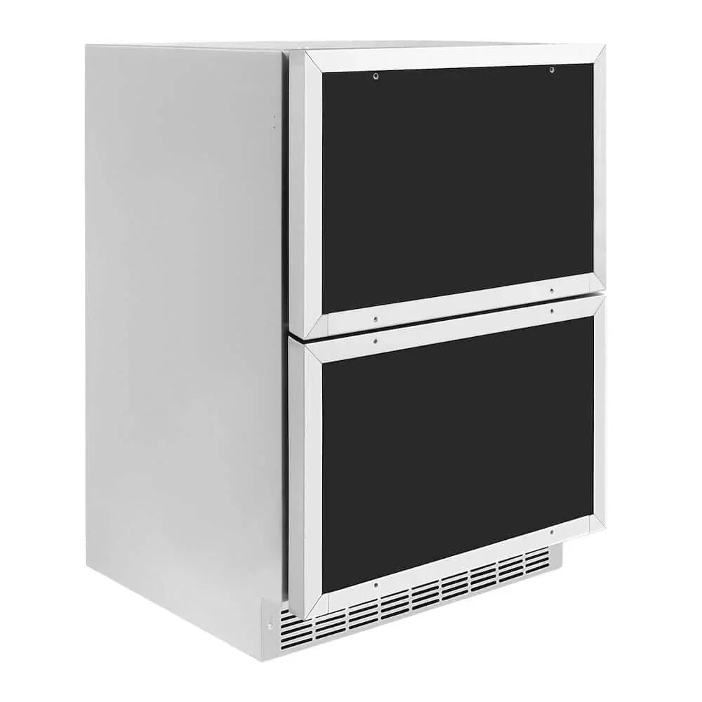 ZLINE 24" Touchstone 168 Can Outdoor-Rated Dual Refrigerator Drawer, Panel Ready Champagne Bronze, RDSPOZ-24-CB