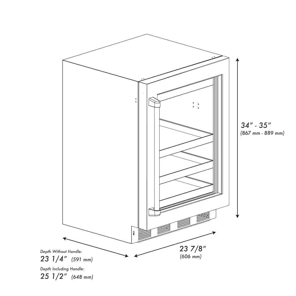 ZLINE 24" Touchstone 151 Can Beverage Fridge Black Stainless Steel Glass Door RBSO-BS-24