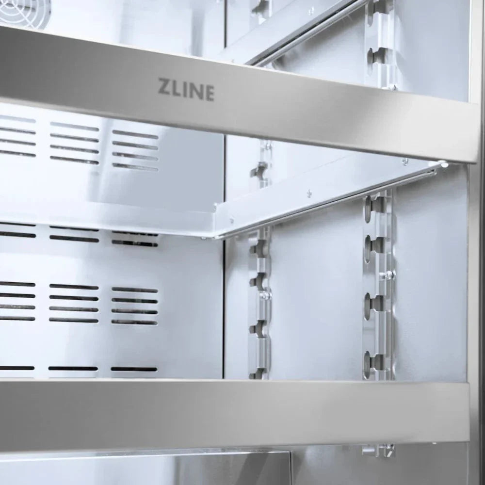 ZLINE 24" Touchstone 151 Can Beverage Fridge DuraSnow® Stainless Steel Glass Door And Champagne Bronze Handle RBSOZ-SN-24-CB