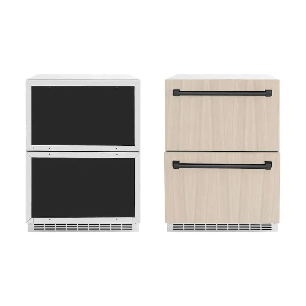 ZLINE 24" Touchstone 168 Can Outdoor-Rated Dual Refrigerator Drawer, Panel Matte Black, RDSPOZ-24-MB