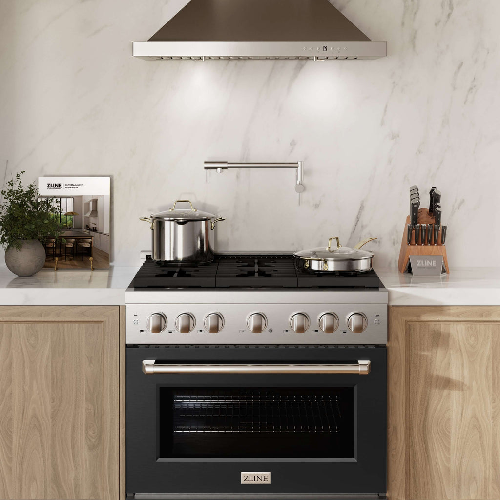 ZLINE 36"Paramount Dual Fuel Range Stainless Steel, Black Matte, SDR-BLM-36