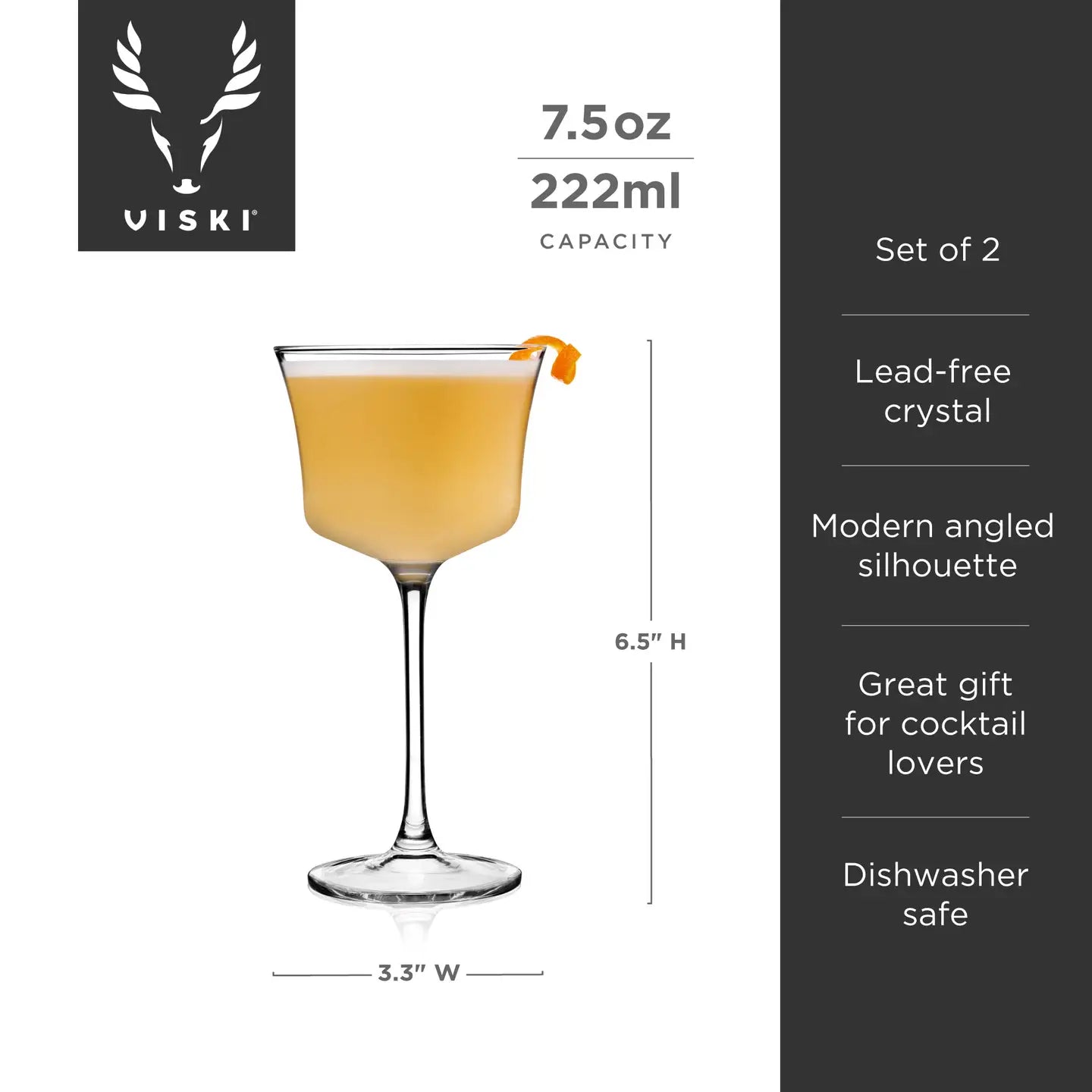 Raye™ Stemmed Crystal Sour Glasses - Set of 2