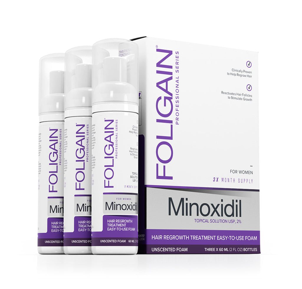 FOLIGAIN Minoxidil 2% Hair Regrowth Foam For Women 3 Month Supply