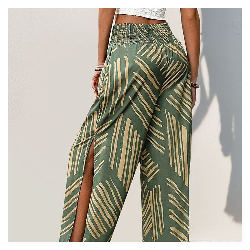 Floral Print Split Hem Leisure Pants