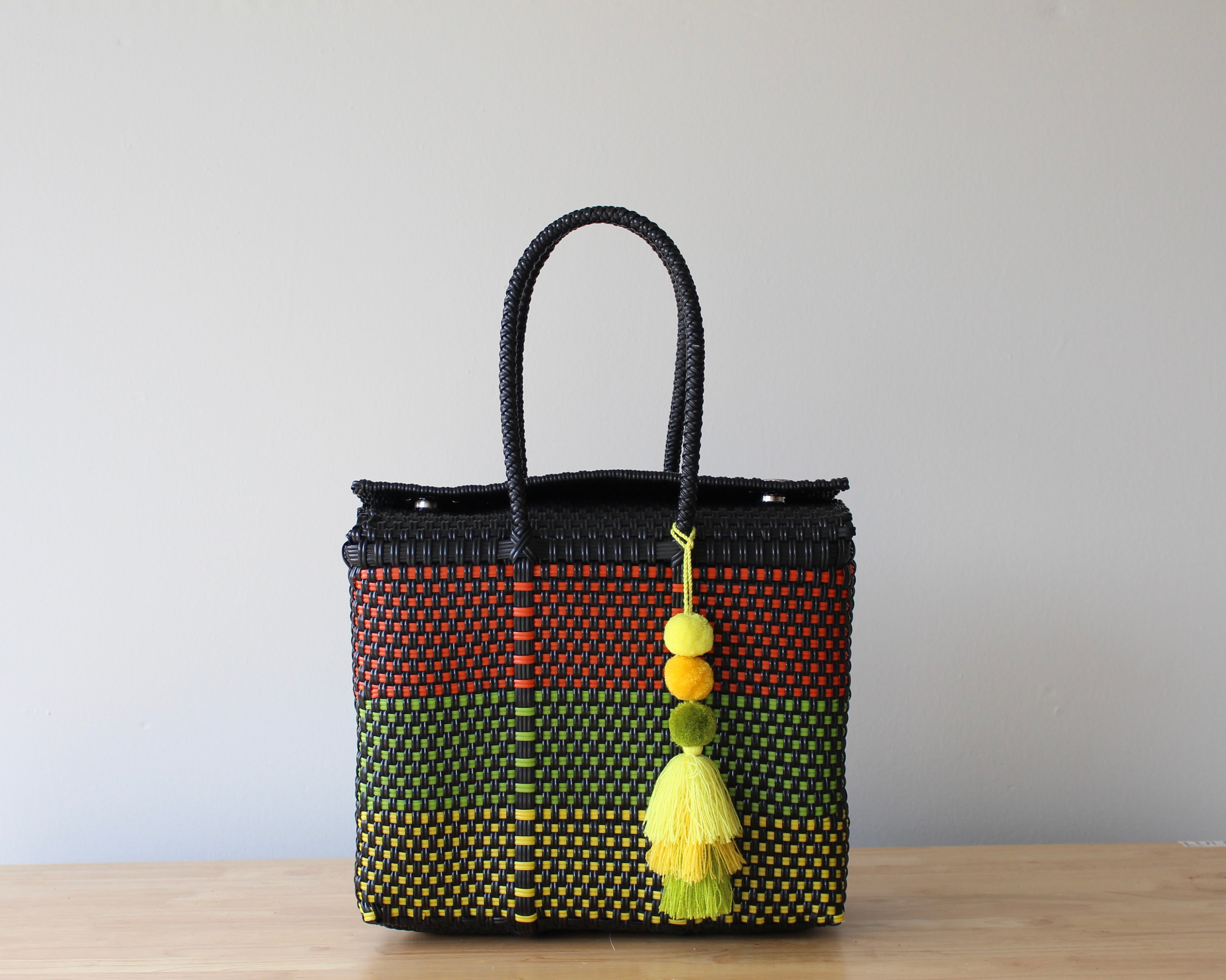 Candela Handwoven Handbag - Black & Colors