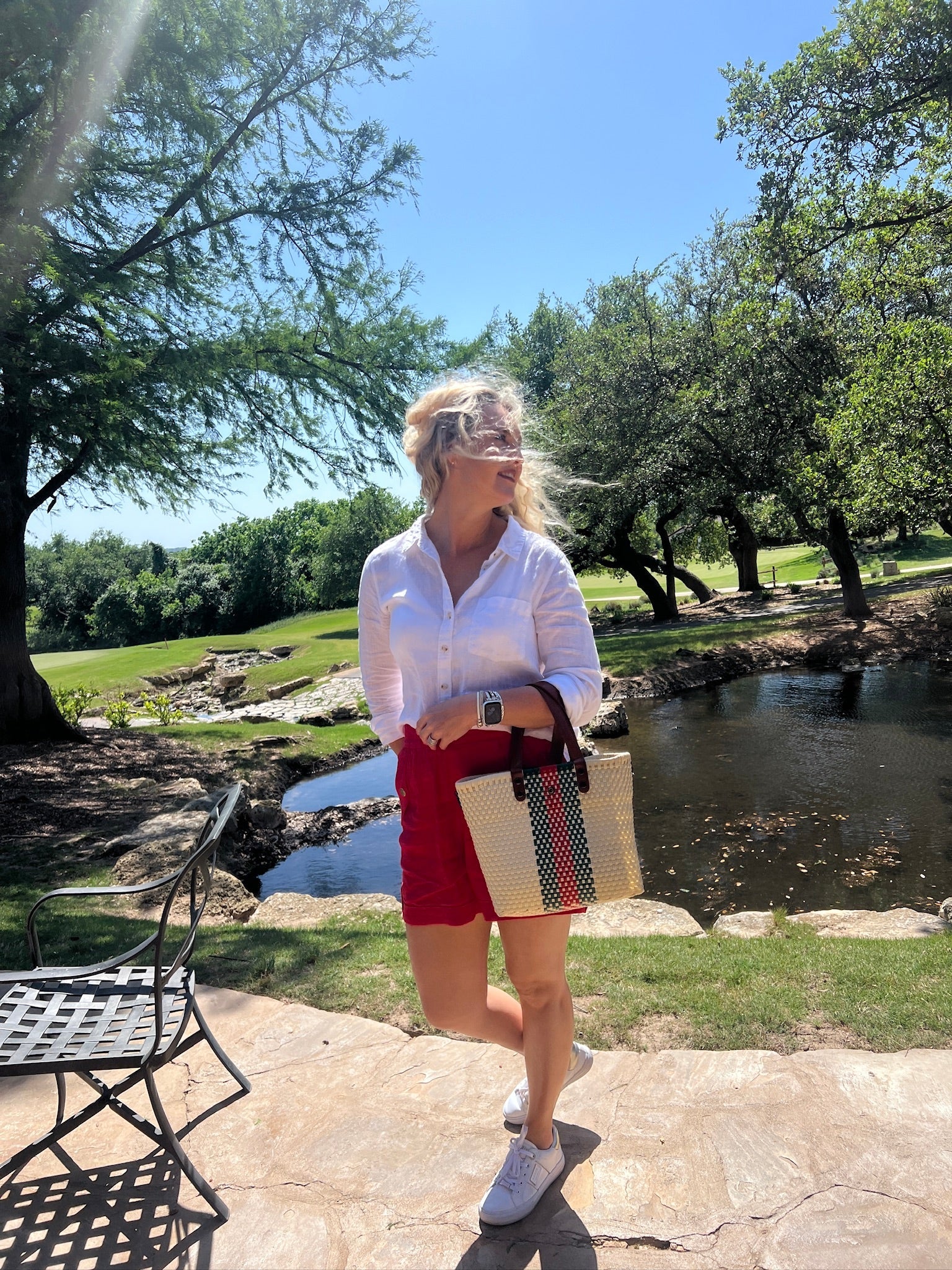 White & Gold Vida Purse with Leather