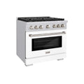 ZLINE 36 In. Gas Range, Stainless Steel, White Matte, SGR-WM-36