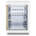 ZLINE 24" Touchstone 151 Can Beverage Fridge White Matte Glass Door Polished Gold Handle RBSOZ-WM-24-G