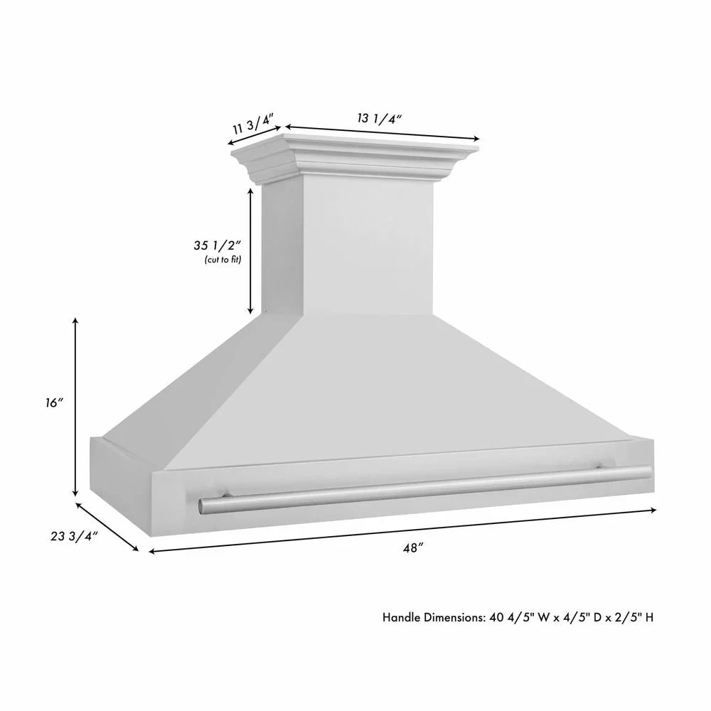 ZLINE 48" Autograph Stainless Blue Matte Wall Range Hood, 8654STX-BM-48
