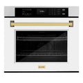 ZLINE 30" Autograph Edition Professional True Convection Single Wall Oven, Air Fry, Self Clean, White Matte, Gold WASZ-WM-30-G