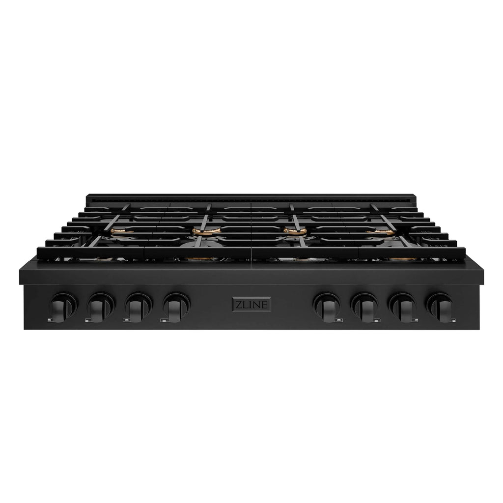 ZLINE 48" Paramount Gas Rangetop Black Stainless Steel Brass Burners SRTB-BR-48