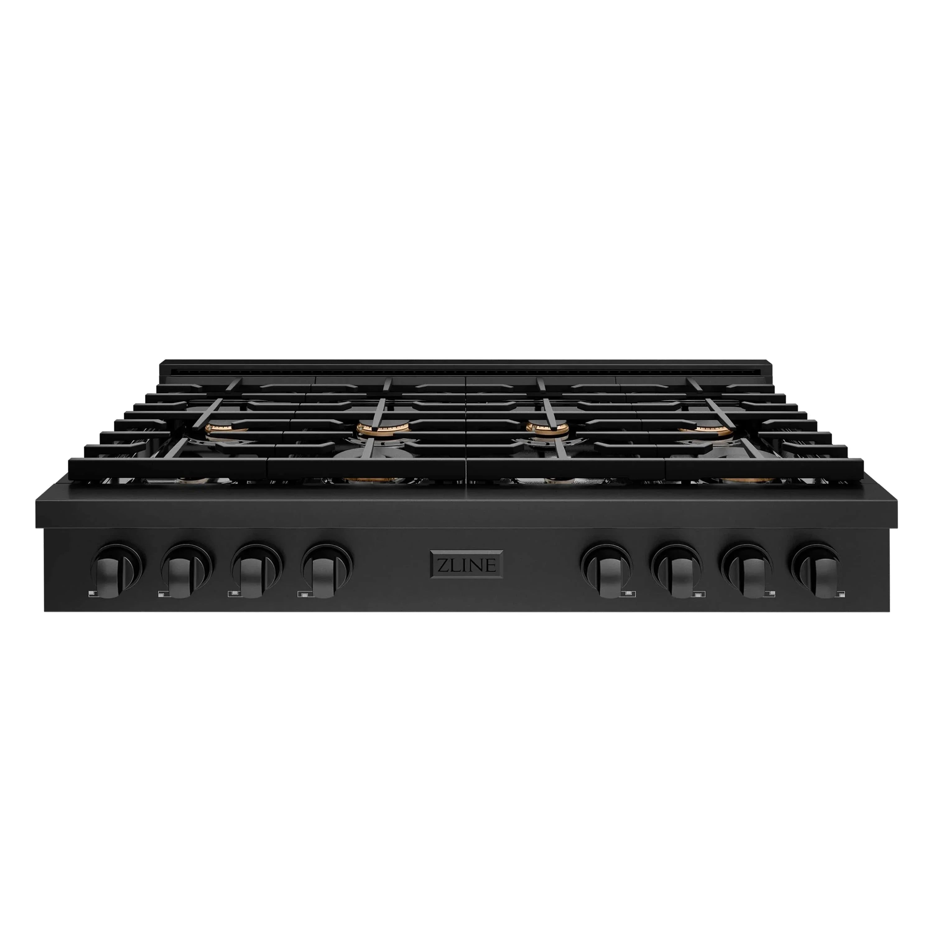 ZLINE 48" Paramount Gas Rangetop Black Stainless Steel Brass Burners SRTB-BR-48