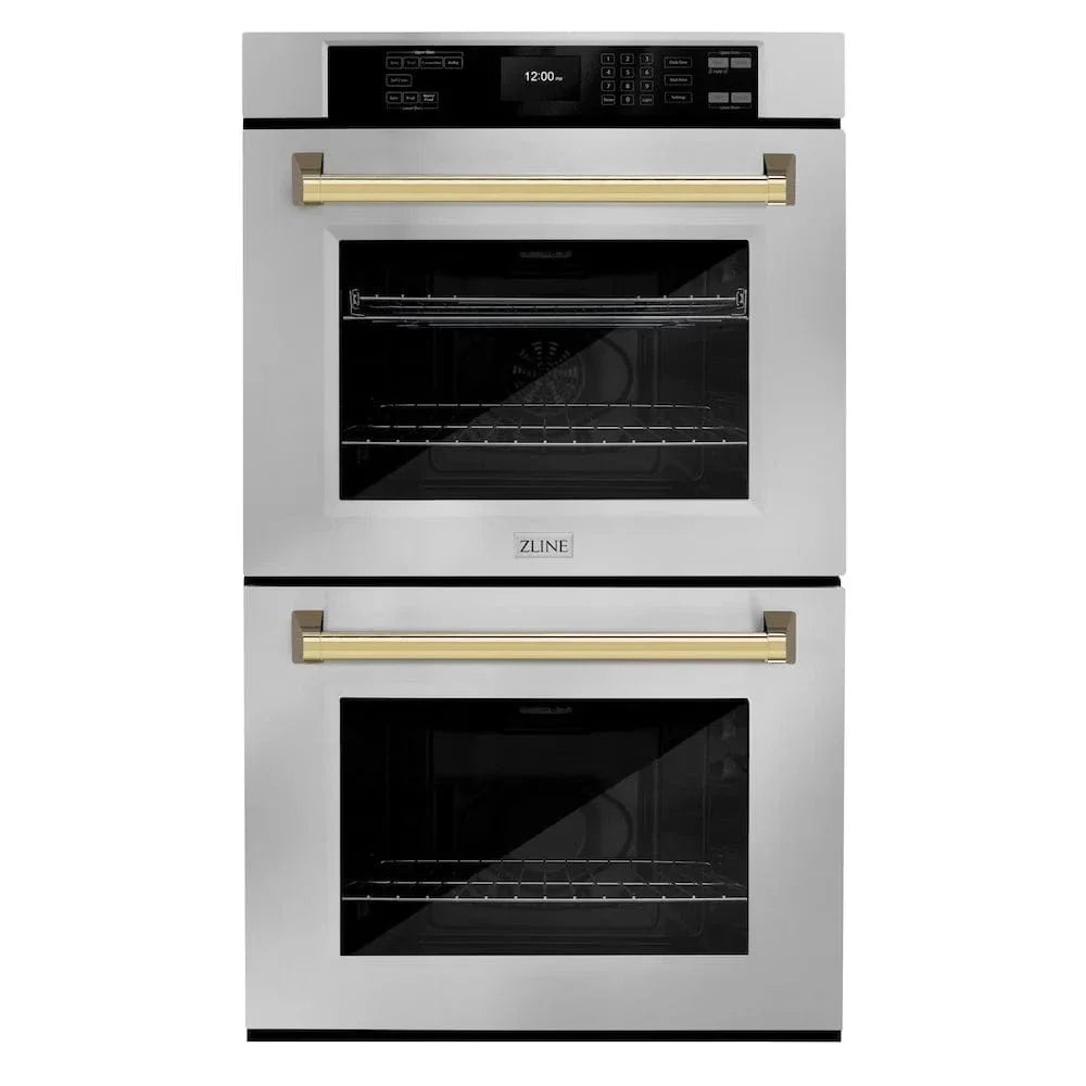 ZLINE 30"Professional True Convection Double Wall Oven, Air Fry, Self Clean, Stainless Steel, Gold WADZ-30-G