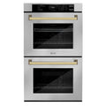 ZLINE 30"Professional True Convection Double Wall Oven, Air Fry, Self Clean, Stainless Steel, Gold WADZ-30-G