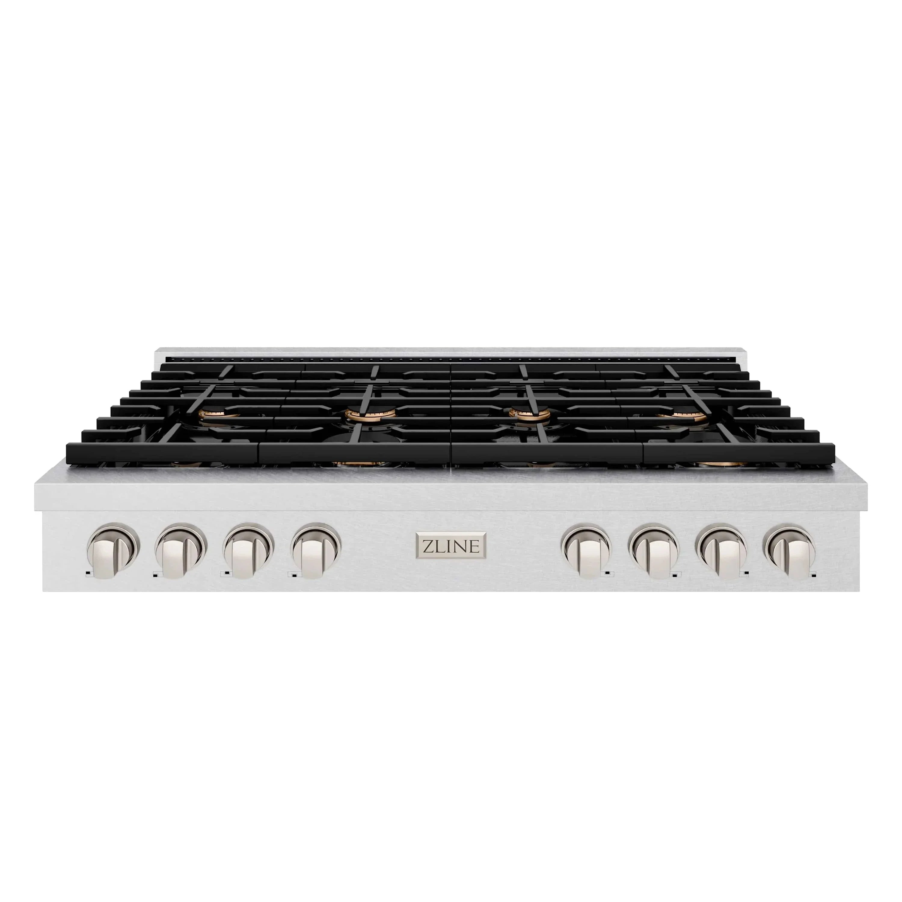 ZLINE 48" Paramount Gas Rangetop DuraSnow® Stainless Steel Brass Burners SRTS-BR-48