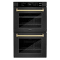 ZLINE 30"Professional True Convection Double Wall Oven, Air Fry, Self Clean Black Stainless Steel, Champagne Bronze WADBZ-30-CB