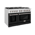 ZLINE 48" Select Gas Range Convection Gas Oven DuraSnow® Stainless Steel Black Matte Door HGRS-BLM-48