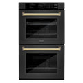ZLINE 30"Professional True Convection Double Wall Oven, Air Fry, Self Clean Black Stainless Steel, Gold WADBZ-30-G