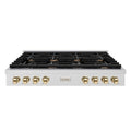 ZLINE 48" Paramount Gas Rangetop DuraSnow® Stainless Steel Polished Gold SRTSZ-48-G