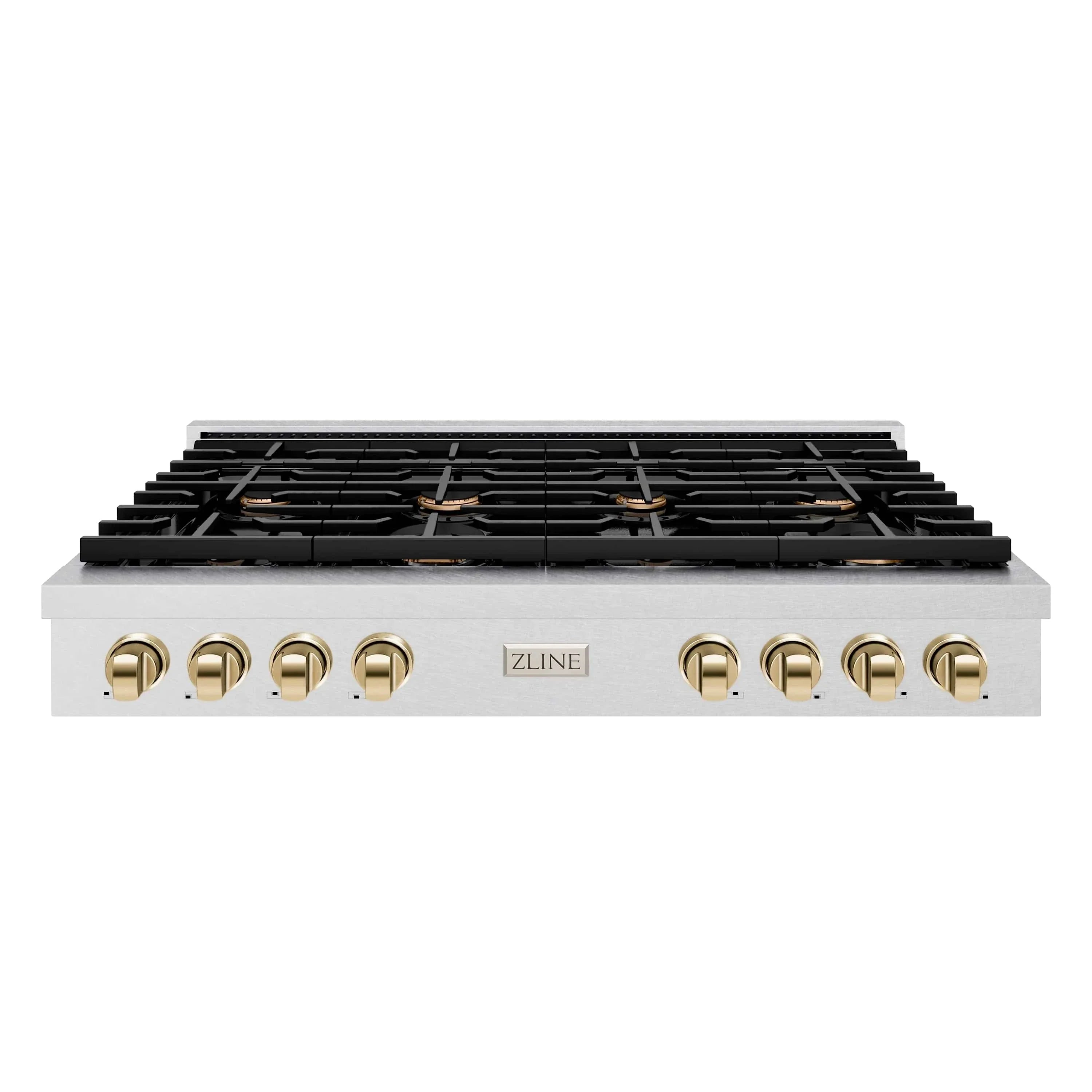 ZLINE 48" Paramount Gas Rangetop DuraSnow® Stainless Steel Polished Gold SRTSZ-48-G