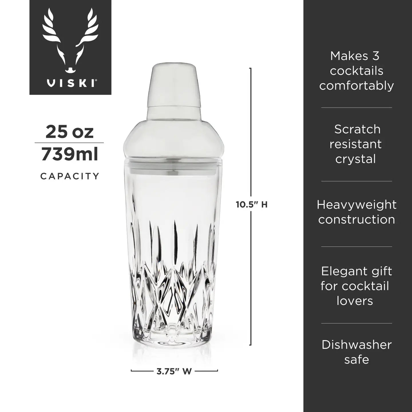 Admiral™ Crystal Cocktail Shaker with Builtin Strainer