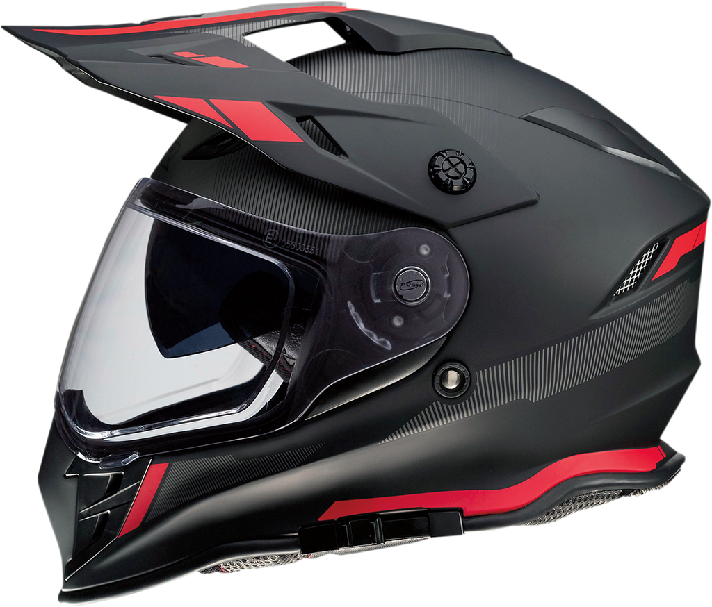 Z1R, Z1R Range Helmet - Uptake Black/Red XL (Part #0140-0017) - Versatile Motorcycle Helmet with Drop-Down Sun Visor