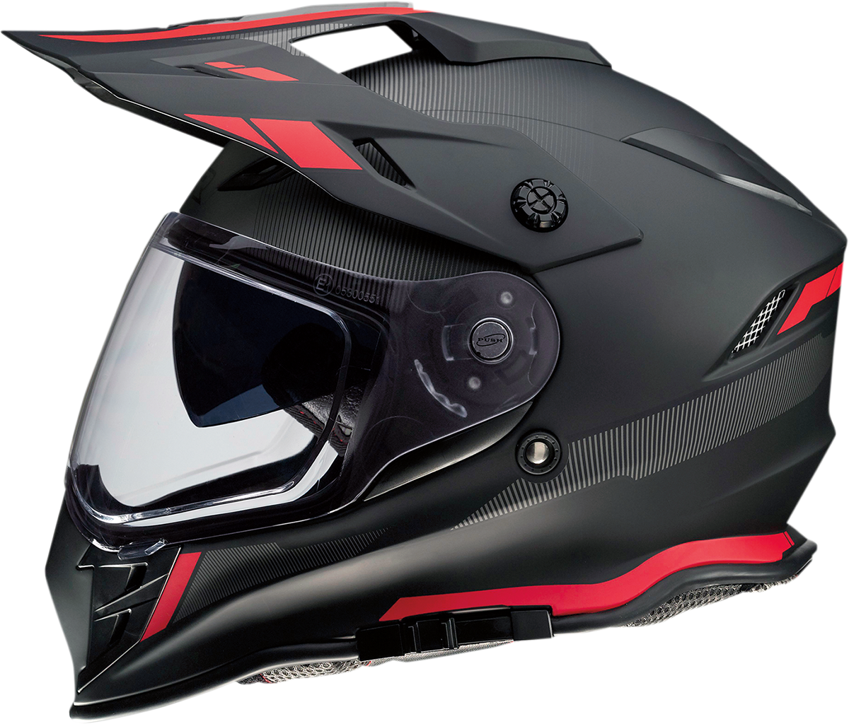 Z1R, Z1R Range Helmet - Uptake Black/Red XL (Part #0140-0017) - Versatile Motorcycle Helmet with Drop-Down Sun Visor