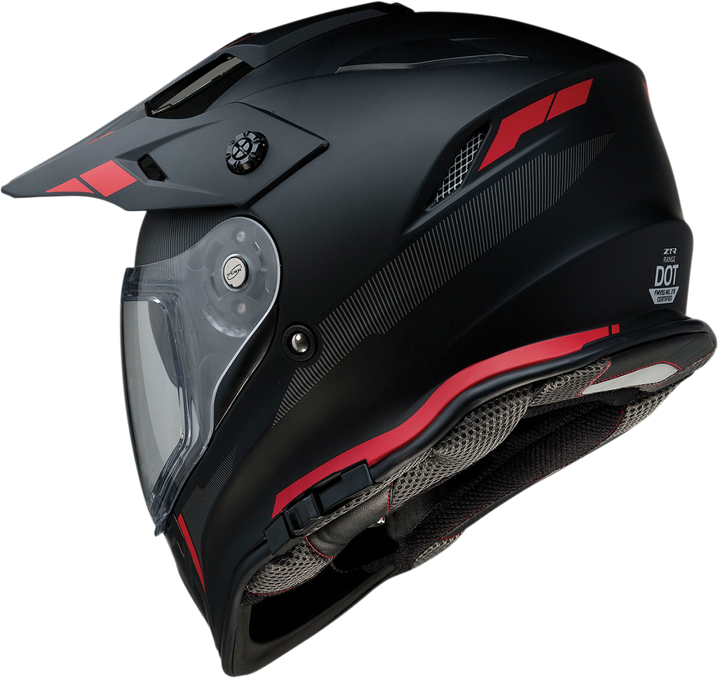 Z1R, Z1R Range Helmet - Uptake Black/Red XL (Part #0140-0017) - Versatile Motorcycle Helmet with Drop-Down Sun Visor