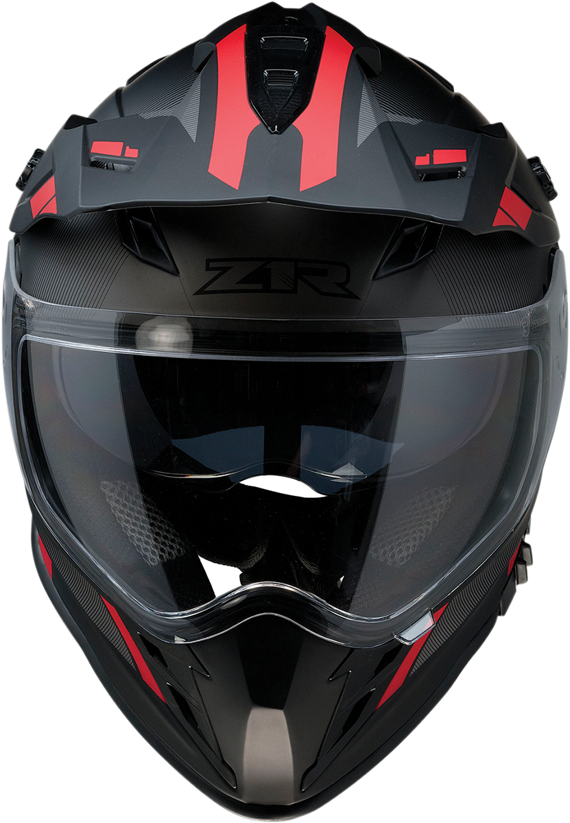Z1R, Z1R Range Helmet - Uptake Black/Red XL (Part #0140-0017) - Versatile Motorcycle Helmet with Drop-Down Sun Visor