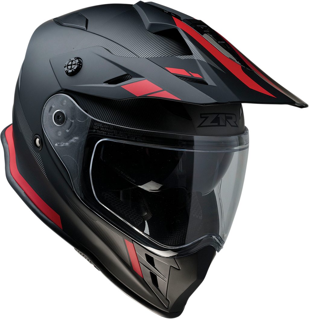 Z1R, Z1R Range Helmet - Uptake Black/Red XL (Part #0140-0017) - Versatile Motorcycle Helmet with Drop-Down Sun Visor