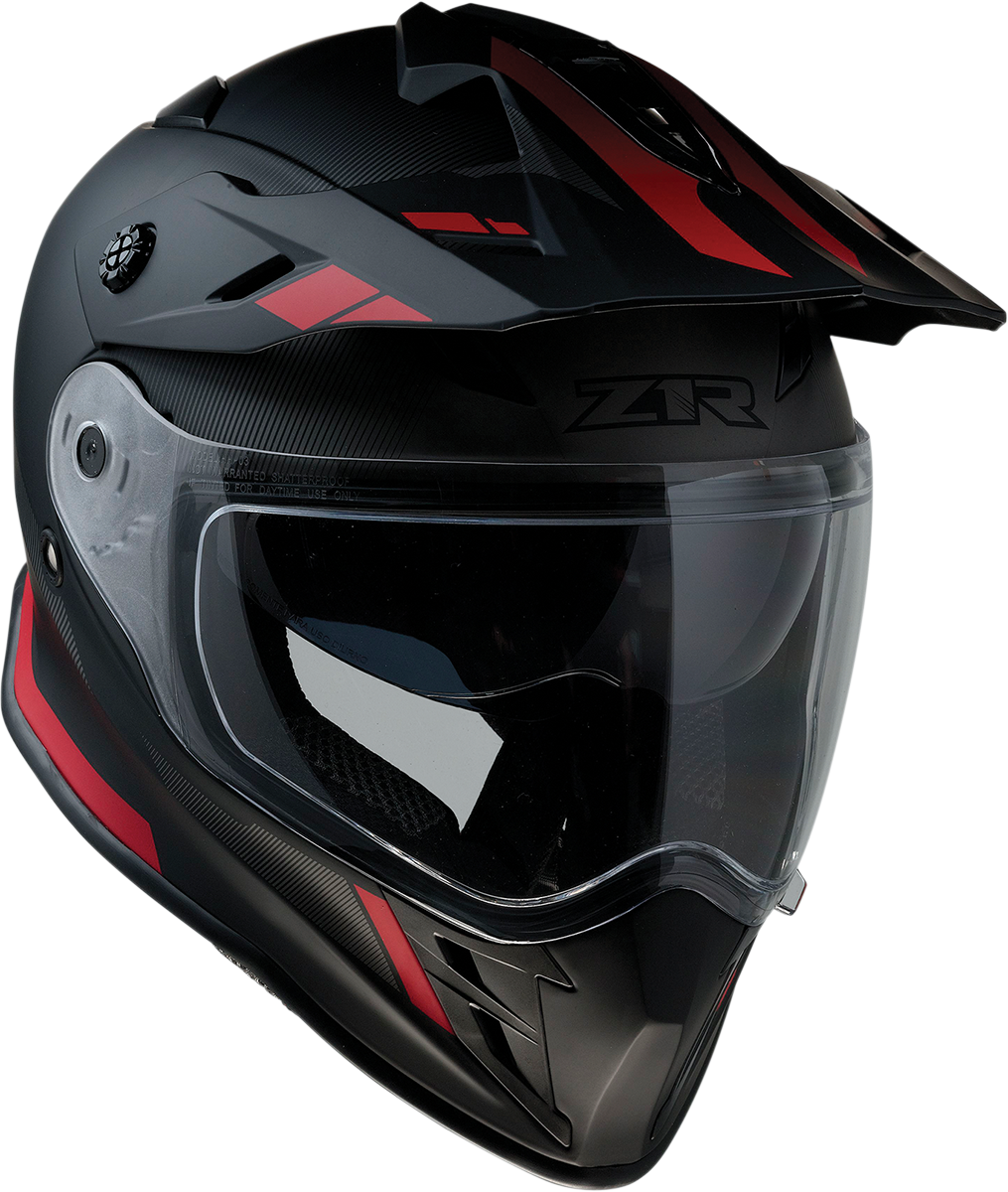 Z1R, Z1R Range Helmet - Uptake Black/Red XL (Part #0140-0017) - Versatile Motorcycle Helmet with Drop-Down Sun Visor