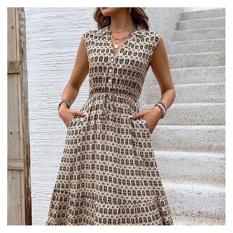 Elegant V-Neck Sleeveless Maxi Dress