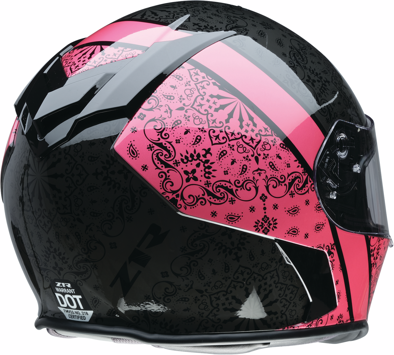Z1R, Z1R Warrant Helmet PAC Pink Medium 0101-16090 – Versatile Motorcycle Helmet with Sun Visor and Advanced Ventilation