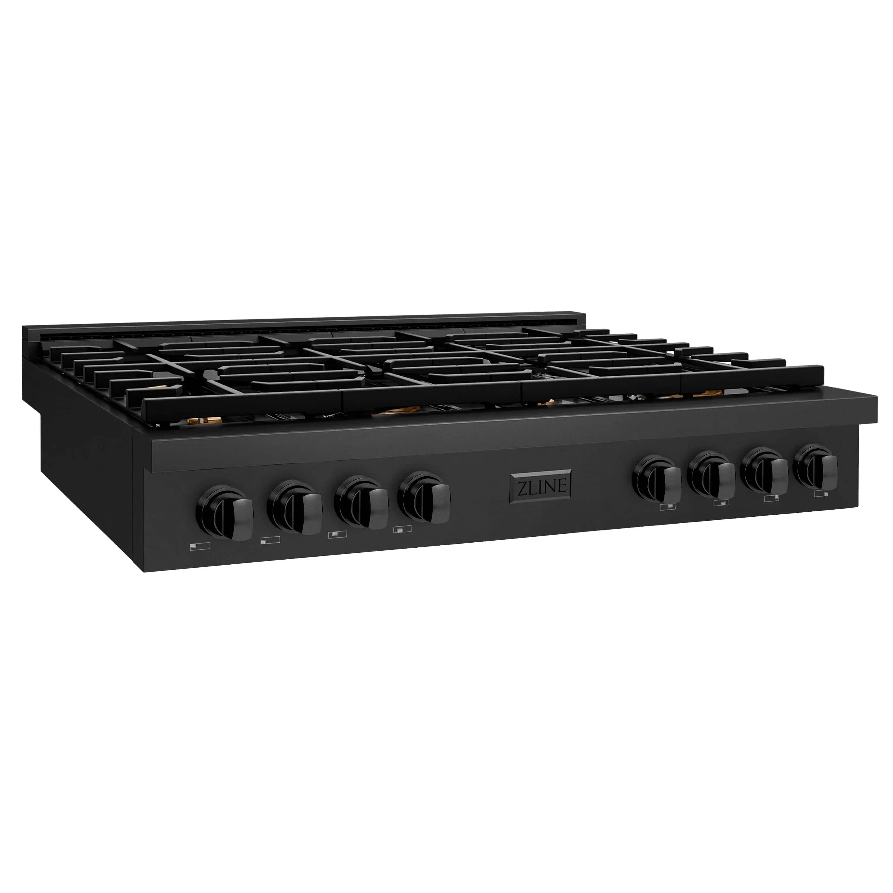 ZLINE 48" Paramount Gas Rangetop Black Stainless Steel Brass Burners SRTB-BR-48