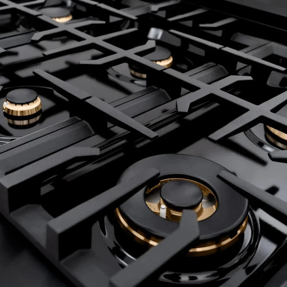 ZLINE 48" Classic Gas Range, Convection Gas Oven Black Stainless Steel Brass Burners, CGRB-BR-48
