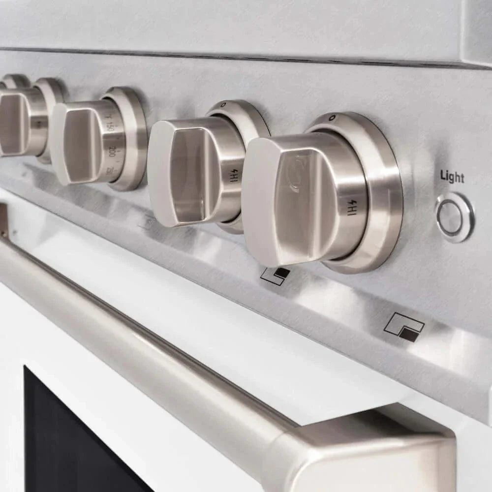 ZLINE 36"Classic Gas Range, Convection Gas Oven, DuraSnow® Stainless Steel, White Matte Door CGRS-WM-36