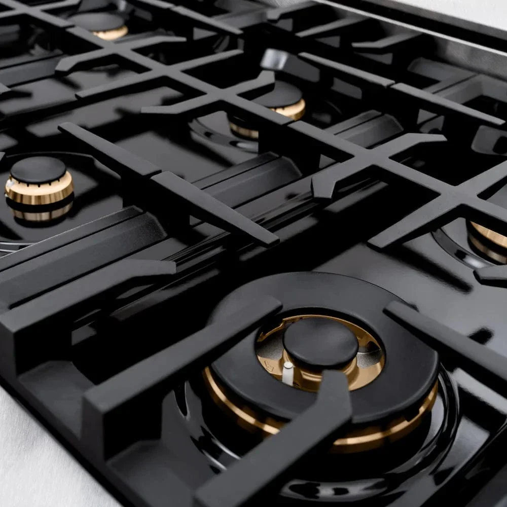 ZLINE 36"Classic Gas Range, Convection Gas Oven, DuraSnow® Stainless Steel, Matte Black CGRSZ-36-MB